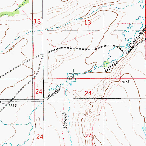 Topographic Map of Beecher Creek, WY