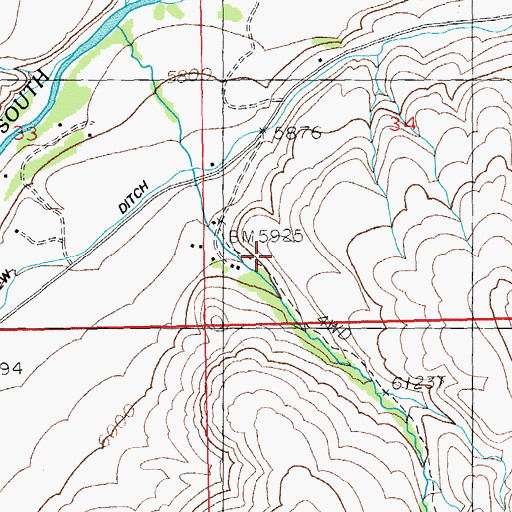 Topographic Map of Belknap Ranch, WY