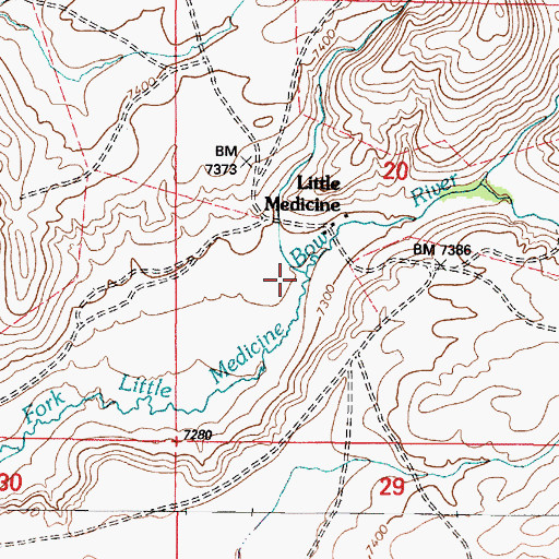 Topographic Map of Bell Creek, WY