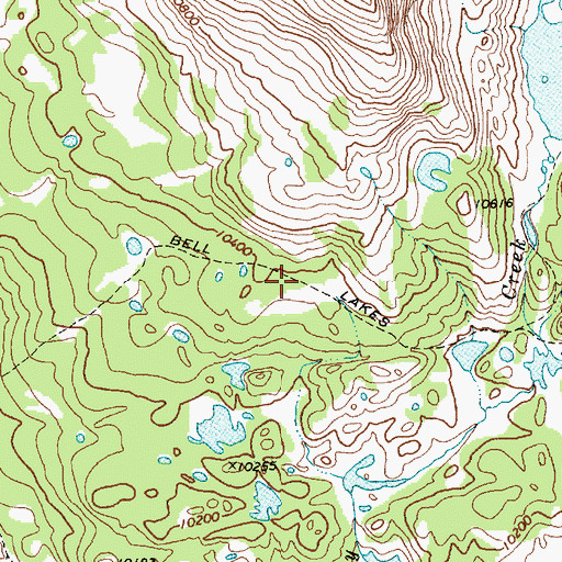Topographic Map of Bell Lakes Trail, WY