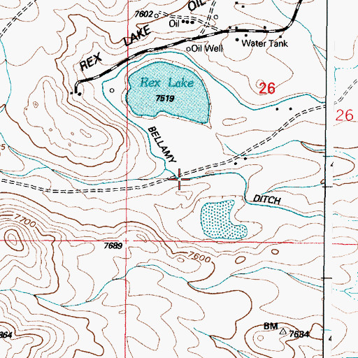 Topographic Map of Bellamy Ditch, WY