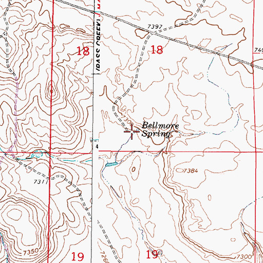 Topographic Map of Bellmore Spring, WY