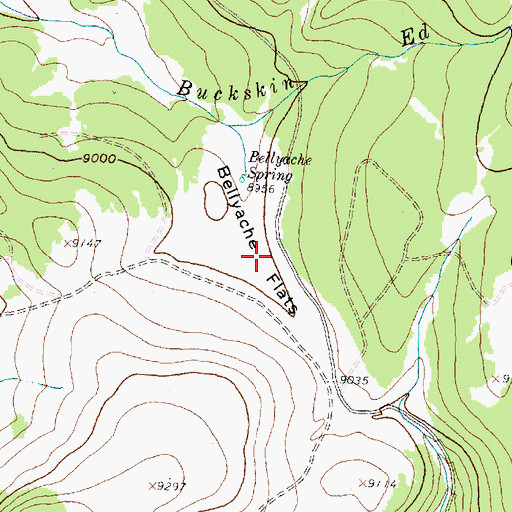 Topographic Map of Bellyache Flats, WY