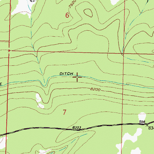 Topographic Map of Belvidere Ditch, WY