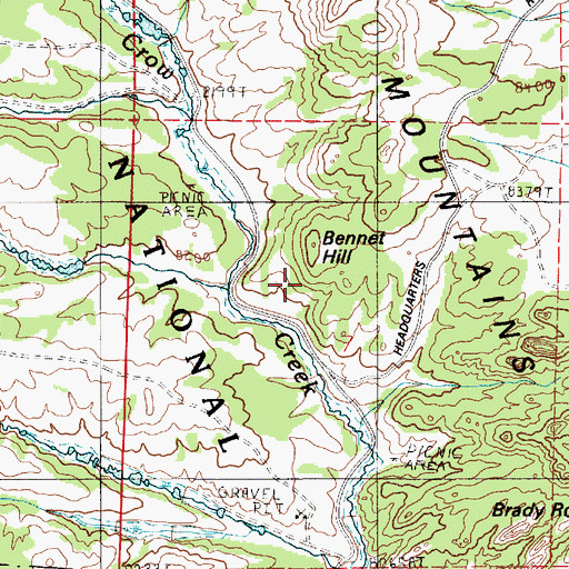 Topographic Map of Bennet Hill, WY