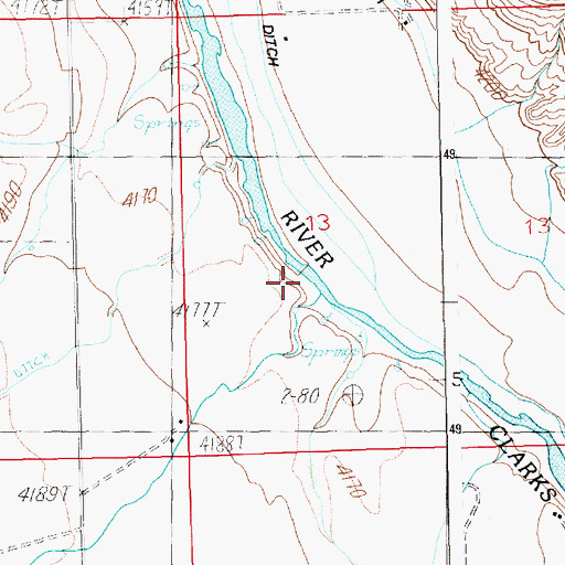 Topographic Map of Bennett Creek, WY