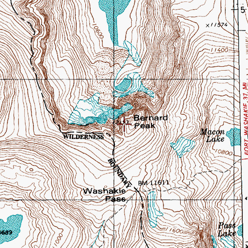 Topographic Map of Bernard Peak, WY