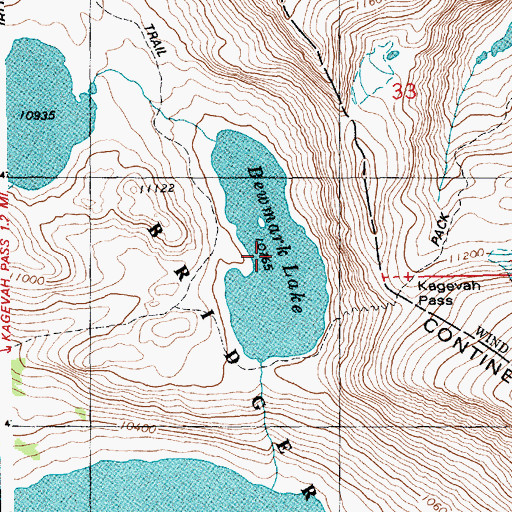 Topographic Map of Bewmark Lake, WY
