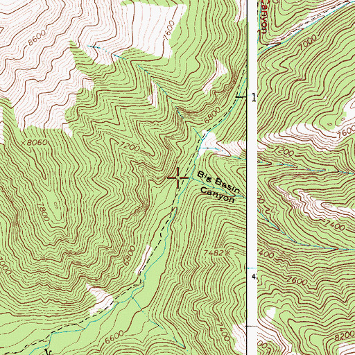 Topographic Map of Big Basin Canyon, WY