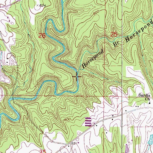 Topographic Map of Horsepond Branch, AL