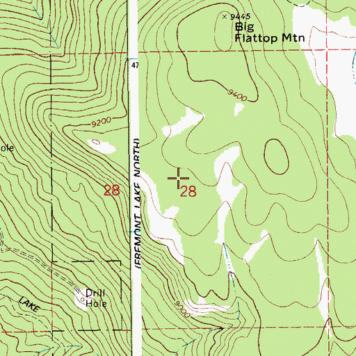 Topographic Map of Big Flattop Mountain, WY