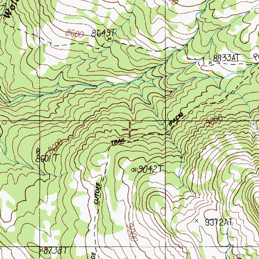 Topographic Map of Big Game Ridge Cutoff Trail, WY