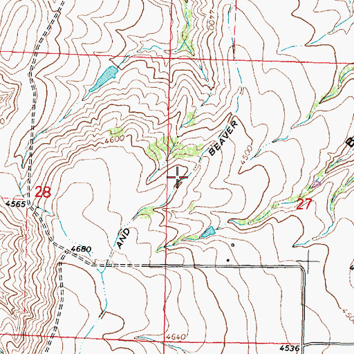 Topographic Map of Big Goose and Beaver Ditch, WY