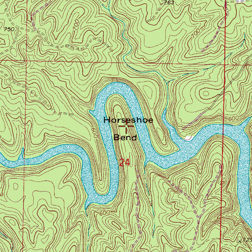 Topographic Map of Horseshoe Bend, AL