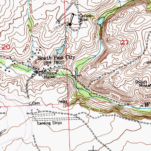 Topographic Map of Big Hermit Gulch, WY