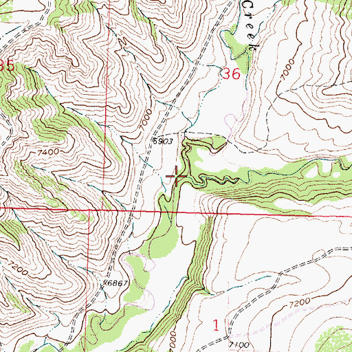 Topographic Map of Big Sandstone Creek, WY