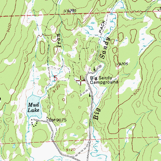 Topographic Map of Big Sandy Campground, WY