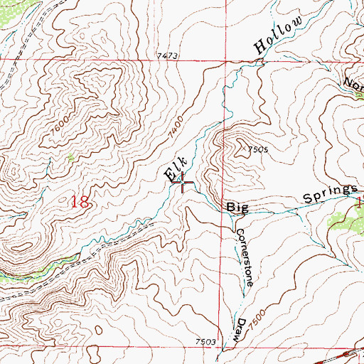 Topographic Map of Big Springs Draw, WY