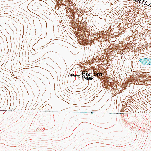Topographic Map of Bighorn Peak, WY