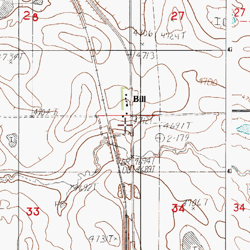 Topographic Map of Bill, WY