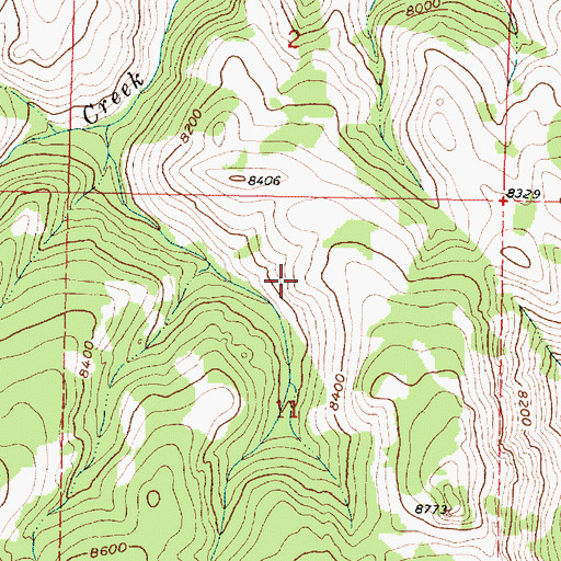 Topographic Map of Billie Creek, WY
