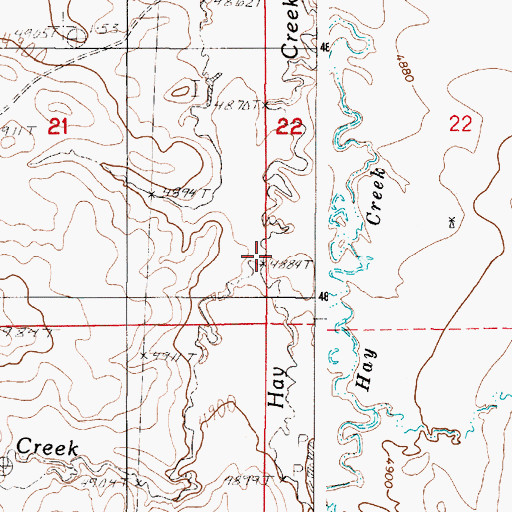 Topographic Map of Billie Creek, WY