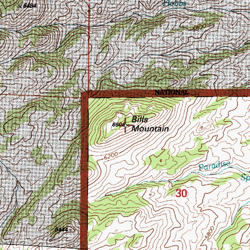 Topographic Map of Bills Mountain, WY