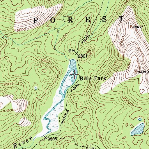 Topographic Map of Bills Park, WY