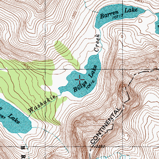 Topographic Map of Billys Lake, WY