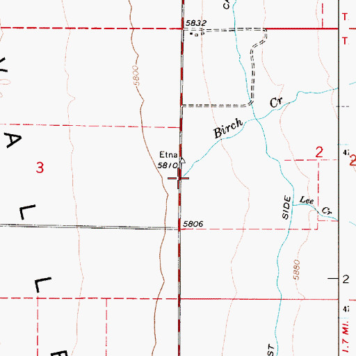 Topographic Map of Birch Creek, WY