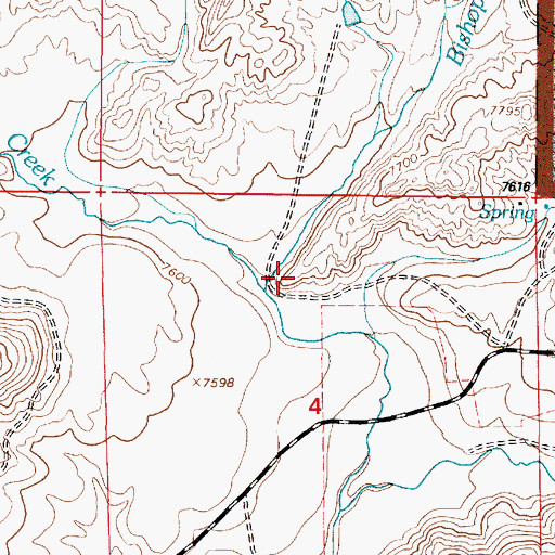 Topographic Map of Bishop Creek, WY