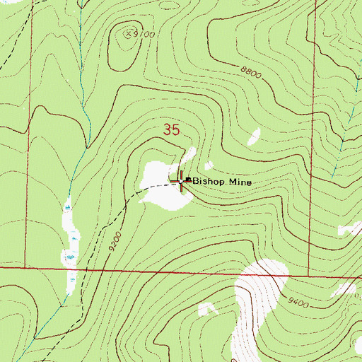 Topographic Map of Bishop Mine, WY