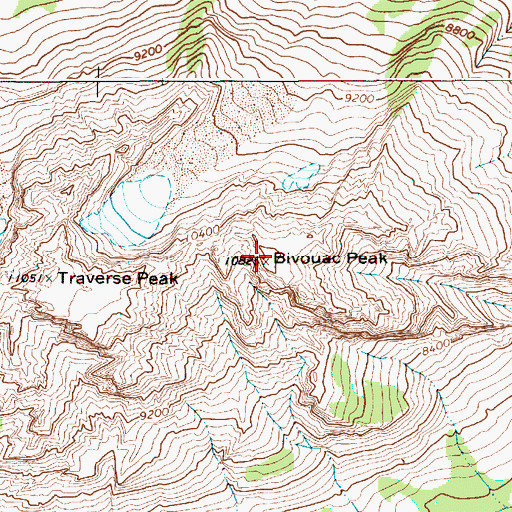 Topographic Map of Bivouac Peak, WY