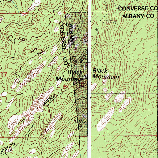 Topographic Map of Black Mountain, WY