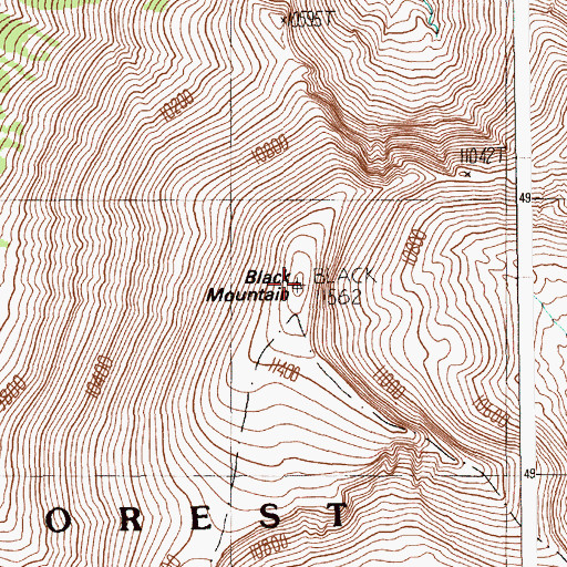 Topographic Map of Black Mountain, WY