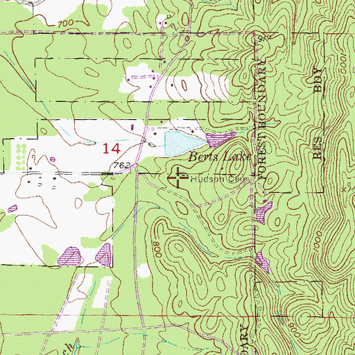 Topographic Map of Hudson Cemetery, AL