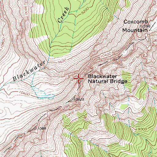 Topographic Map of Blackwater Natural Bridge, WY