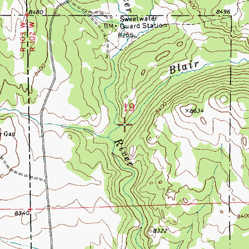 Topographic Map of Blair Creek, WY