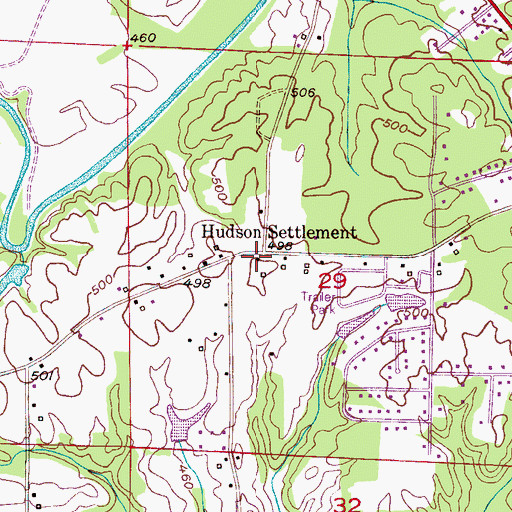 Topographic Map of Hudson Settlement, AL