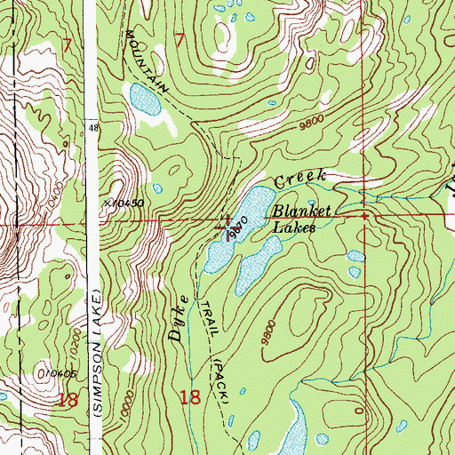 Topographic Map of Blanket Lakes, WY