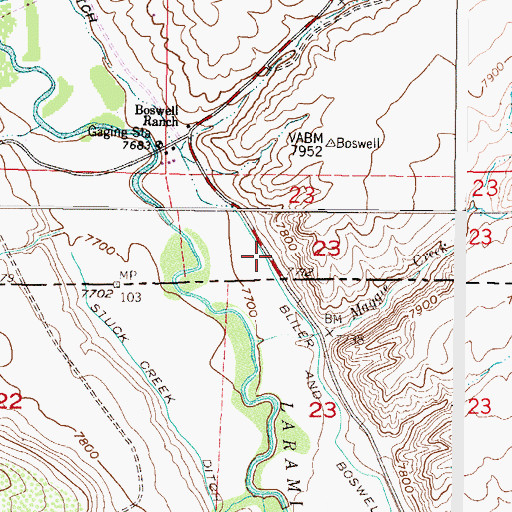 Topographic Map of Bliler and Boswell Ditch, WY
