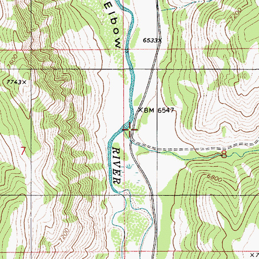 Topographic Map of Blind Bull Creek, WY