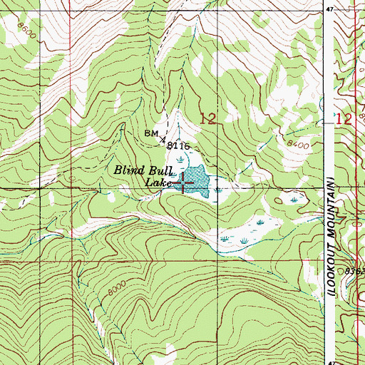 Topographic Map of Blind Bull Lake, WY