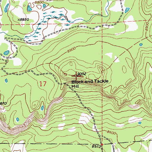 Topographic Map of Block and Tackle Hill, WY