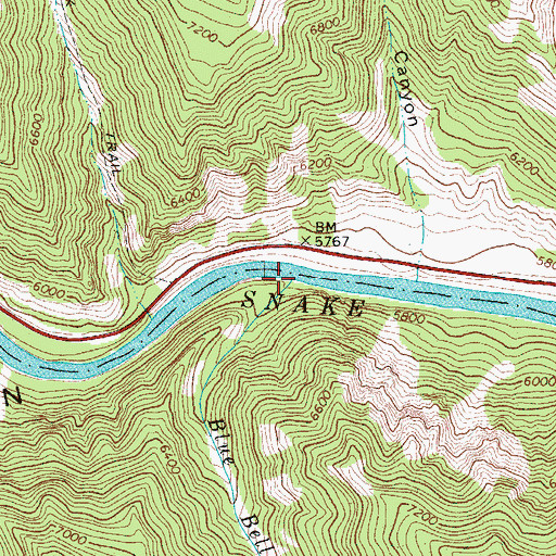 Topographic Map of Blue Bell Creek, WY