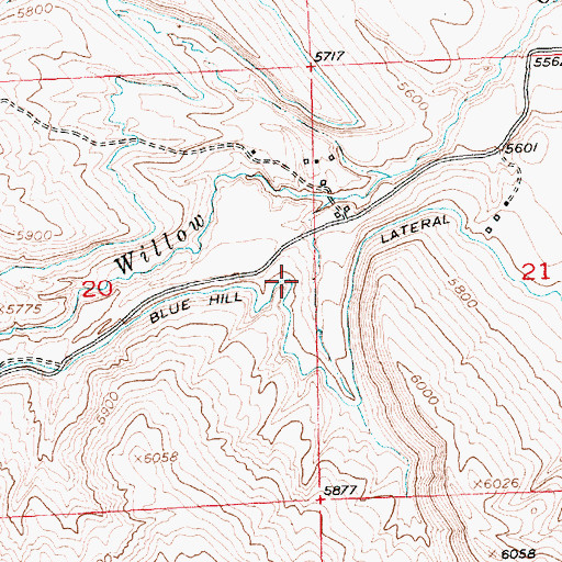 Topographic Map of Blue Hill Lateral, WY