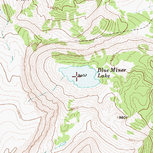 Topographic Map of Blue Miner Lake, WY