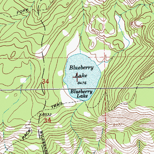 Topographic Map of Blueberry Lake, WY