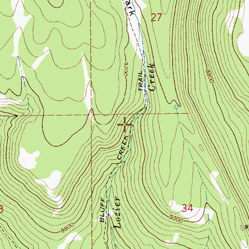 Topographic Map of Bluff Creek Trail, WY