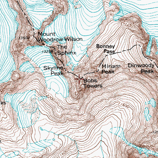 Topographic Map of Bobs Towers, WY